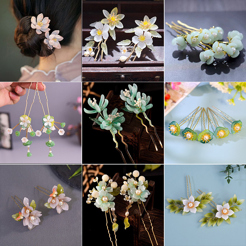 Tech Accessories For Women - 1Pair Vintage Hairpin Glazed Flower Tiara