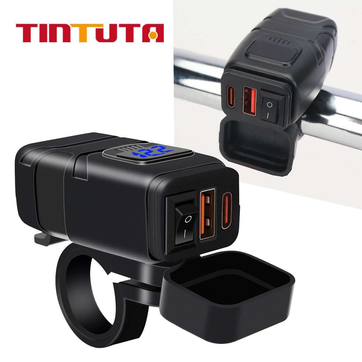 Type C Multiport Adapter - 12V Motorcycle Fast Charger Dual USB