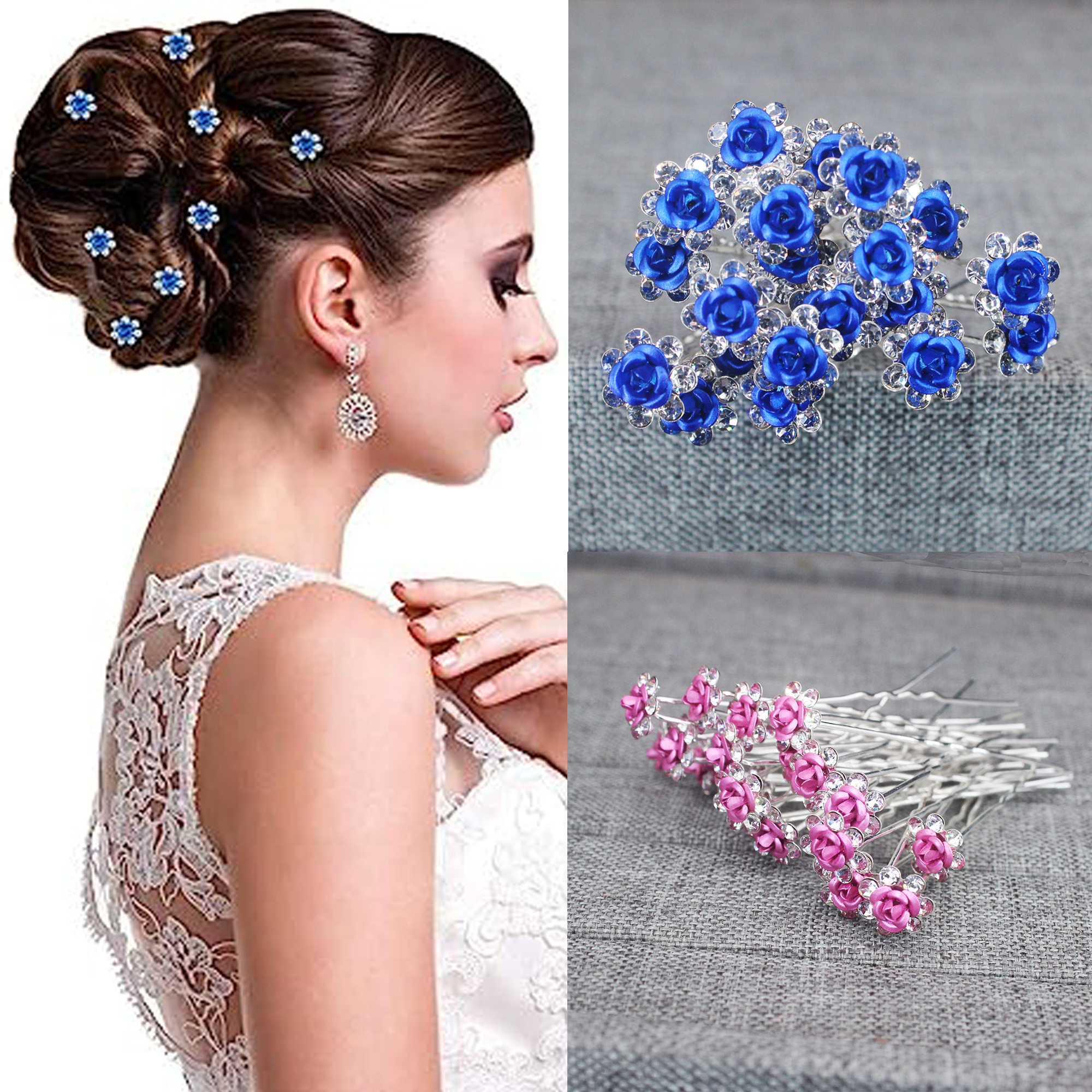 20PCS Rose Flower Rhinestone H – обзор и цена Tech Accessories For Women